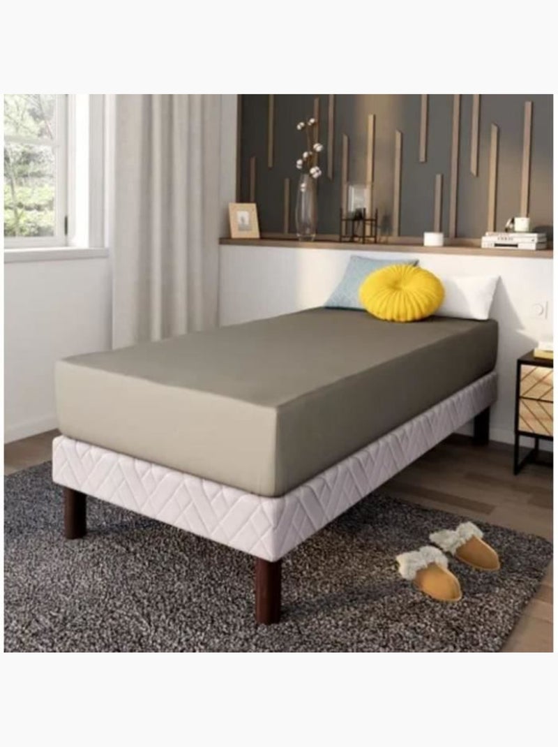 Drap Housse Coton - DODO - Antibactérien - 90 x190 cm - Taupe Marron - Kiabi
