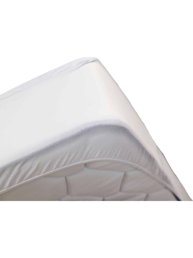 Drap housse coton 120 fils jersey extensible DOUCEUR Blanc - Kiabi