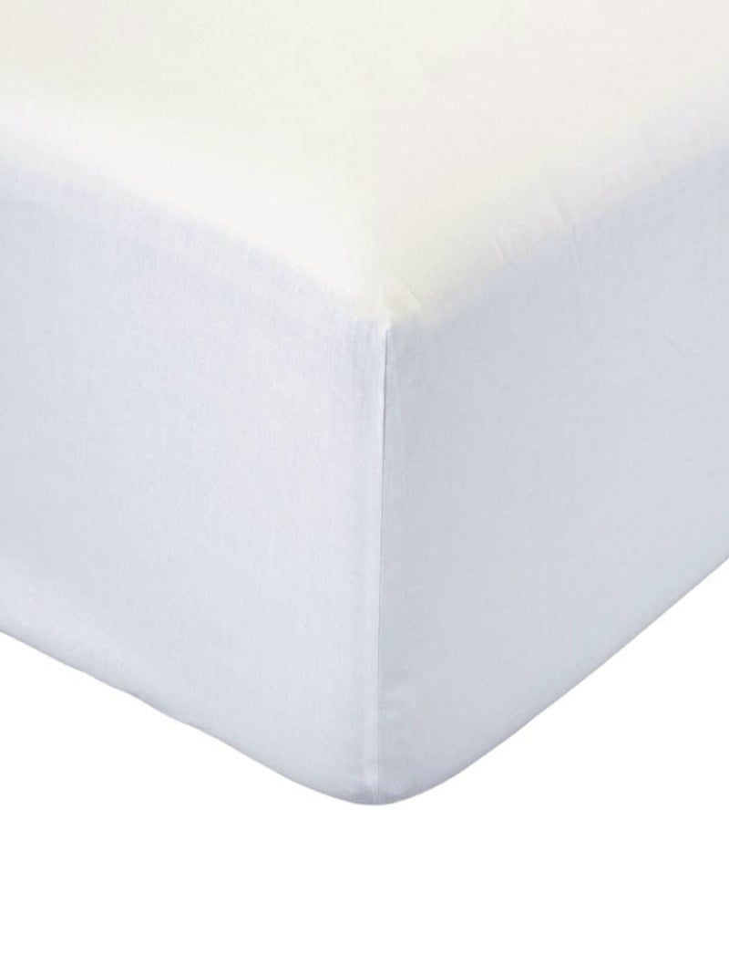 Drap housse coton 2 personnes uni 57FILS Blanc - Kiabi