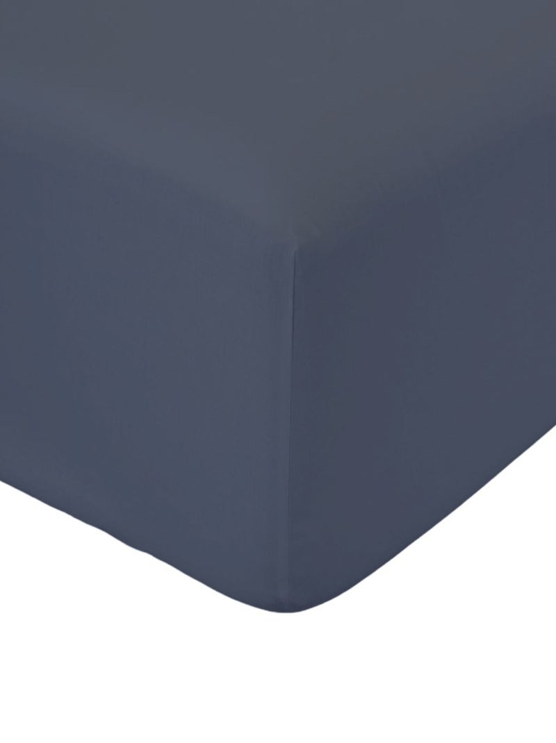 Drap housse coton 2 personnes uni 57FILS Bleu marine - Kiabi