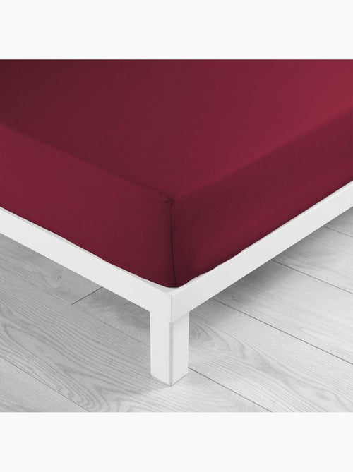 Drap housse coton 57 fil 180 x 200 cm bourgogne - Kiabi Drap housse coton 57 fil 180 x 200 cm bourgogne - Kiabi