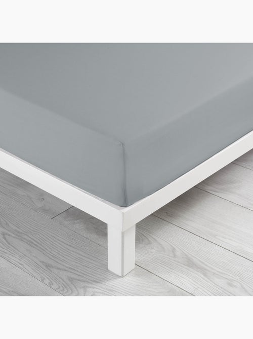 Drap housse coton 57 fil 180 x 200 cm galet - Kiabi