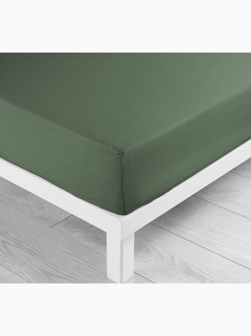 Drap housse coton 57 fils kaki 90 x 190 cm - Kiabi