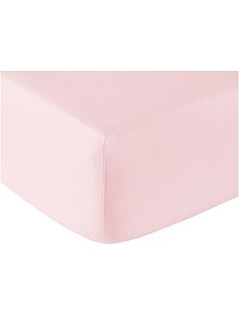 Drap housse coton 57 fils rose clair 160 x 200 cm