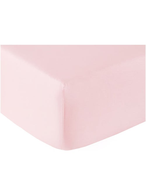 Drap housse coton 57 fils rose clair 160 x 200 cm - Kiabi