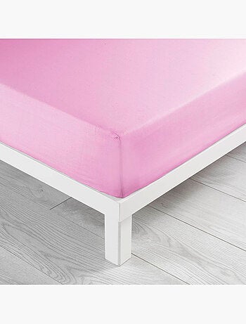 Drap housse coton 57 fils rose dragee 90 x 190 cm
