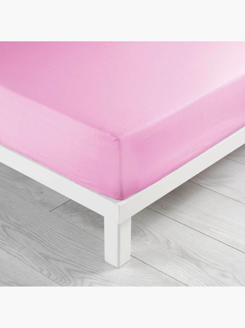 Drap housse coton 57 fils rose dragee 90 x 190 cm - Kiabi