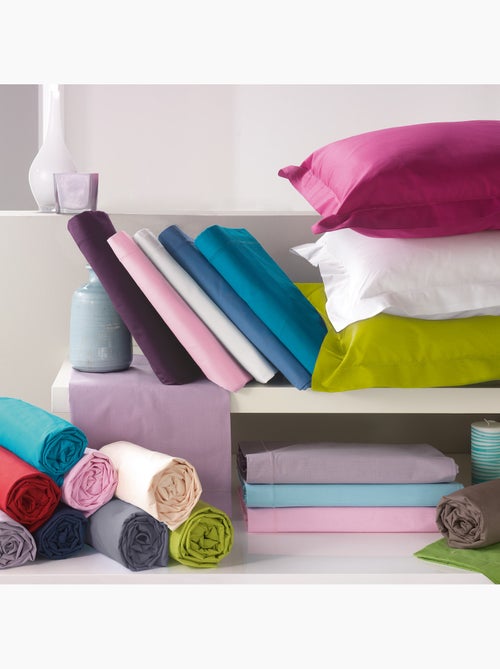 Drap housse coton 57 fils rose dragee 90 x 190 cm - Kiabi
