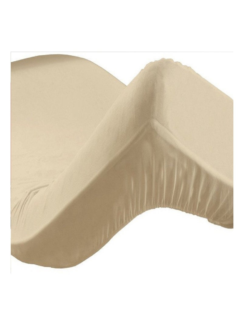 Drap housse coton 57 fils sable 140 x 190 cm Beige - Kiabi