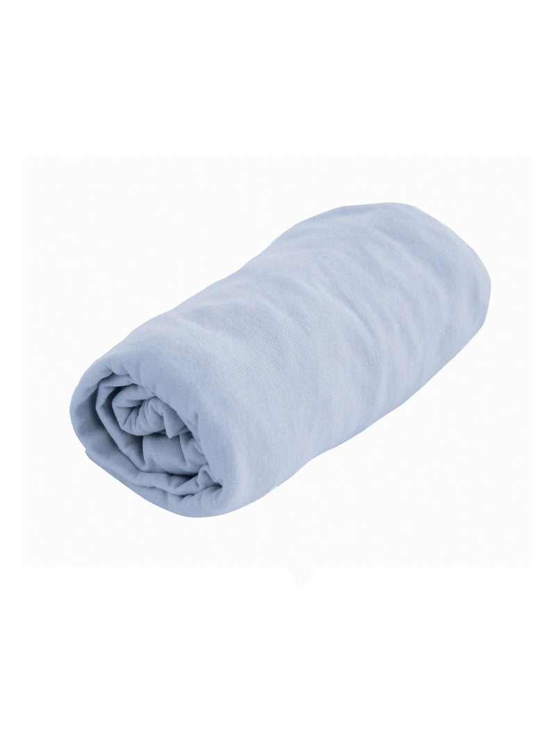 Drap housse coton certifié Oeko tex Bleu gris - Kiabi