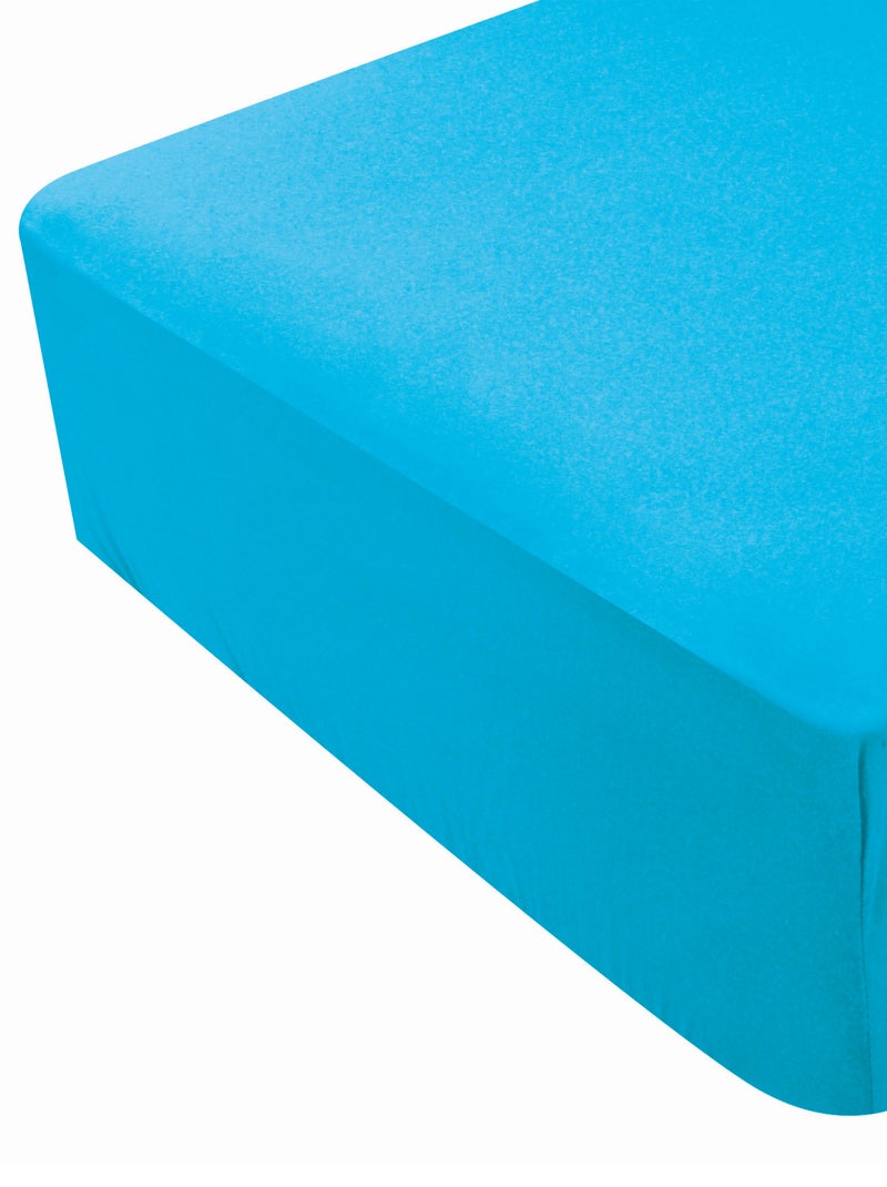Drap housse coton certifié Oeko tex Turquoise - Kiabi