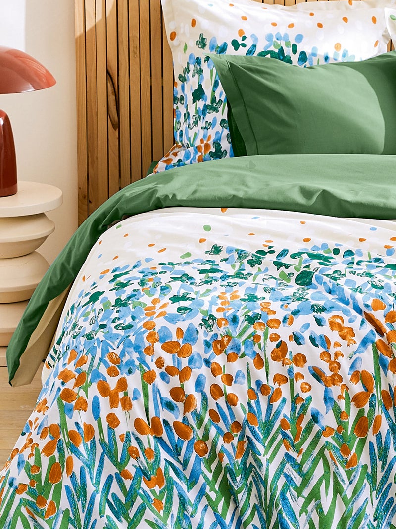 Drap housse coton EVASION Bonnet de 30 cm Vert chèvrefeuille - Kiabi