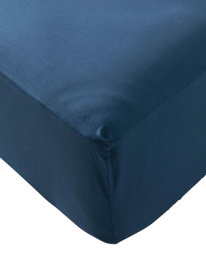 Drap housse coton lavé bonnet 30 cm Bleu marine - Kiabi