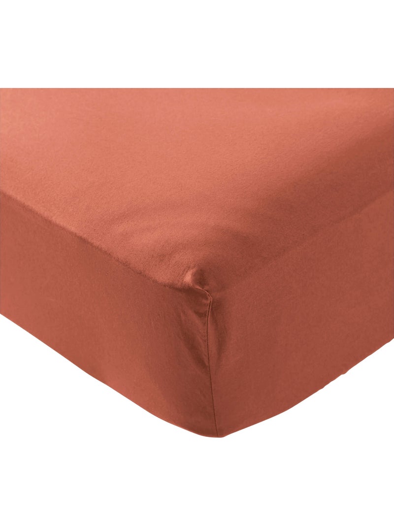 Drap housse coton lavé bonnet 30 cm Terracotta - Kiabi