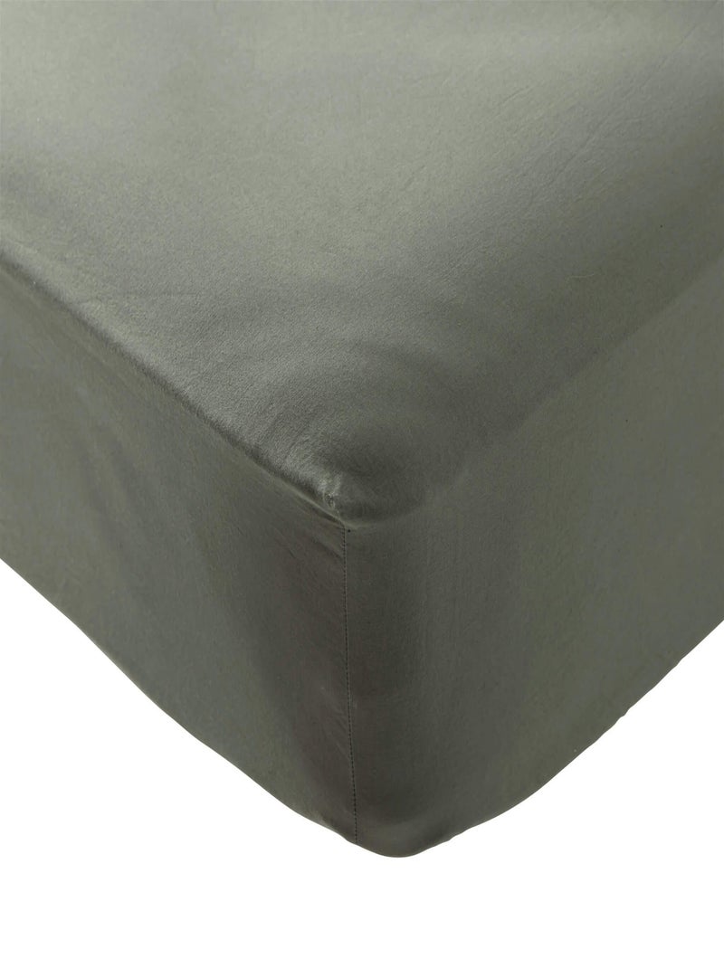 Drap housse coton lavé bonnet 40 cm Kaki - Kiabi