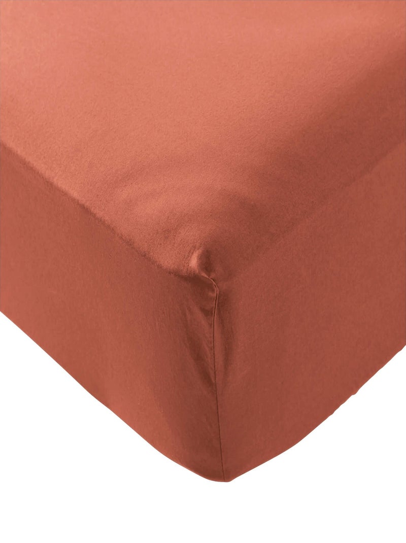 Drap housse coton lavé bonnet 40 cm Terracotta - Kiabi