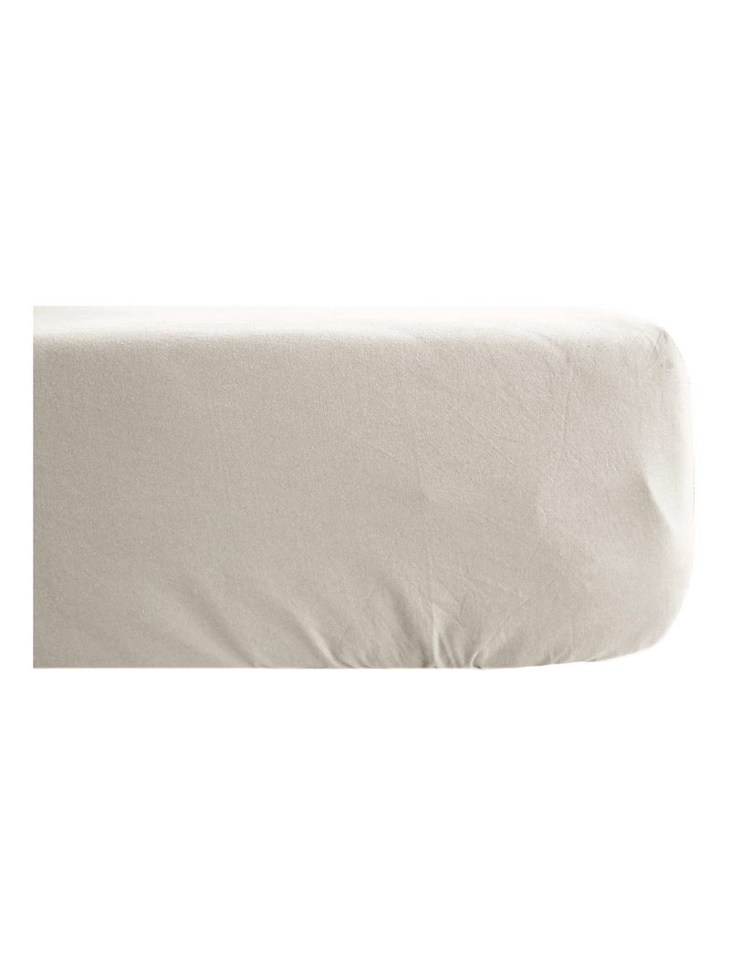 Drap housse coton lavé PALACE Beige argile - Kiabi