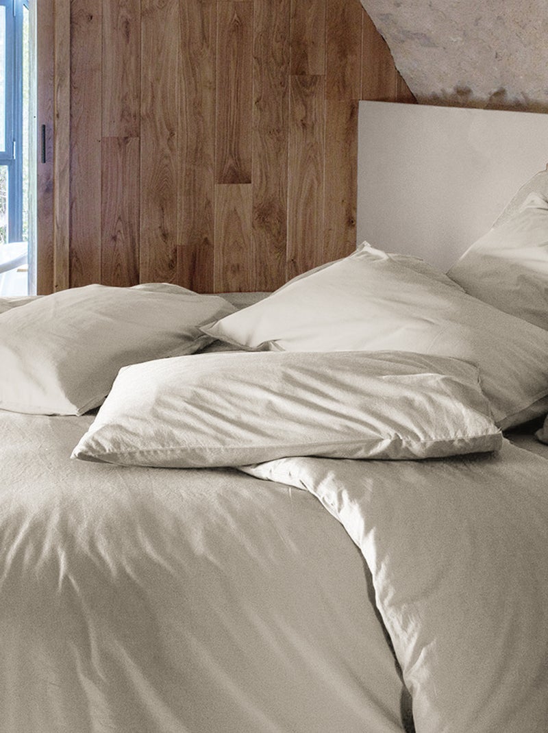Drap housse coton lavé PALACE Beige argile - Kiabi