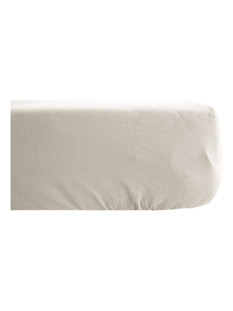 Drap housse coton lavé PALACE Blanc cassé - Kiabi
