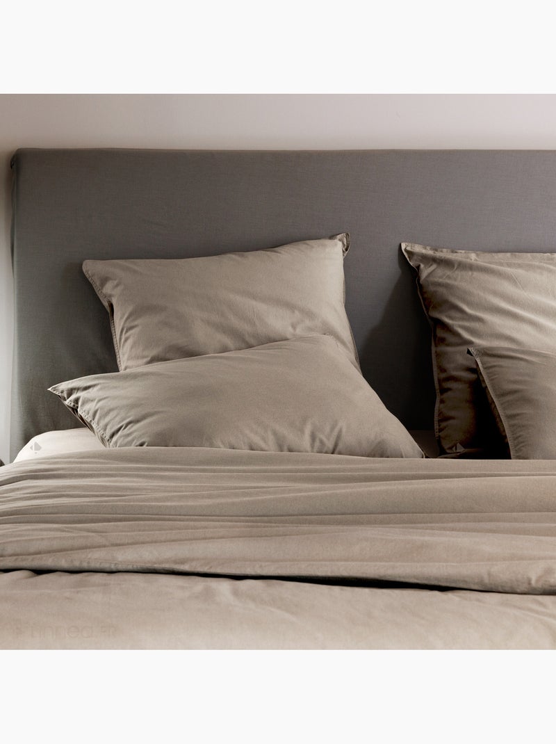 Drap housse coton lavé PALACE Camel - Kiabi