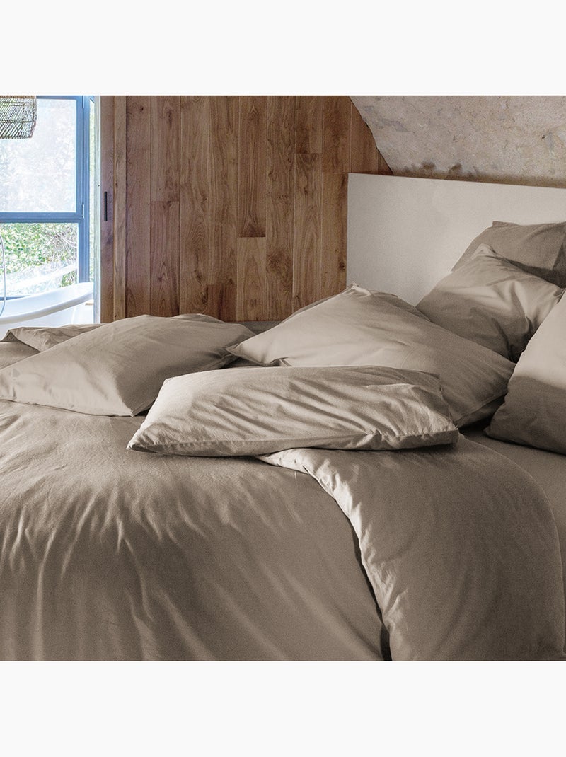 Drap housse coton lavé PALACE Camel - Kiabi