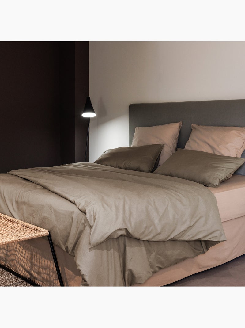 Drap housse coton lavé PALACE Camel - Kiabi