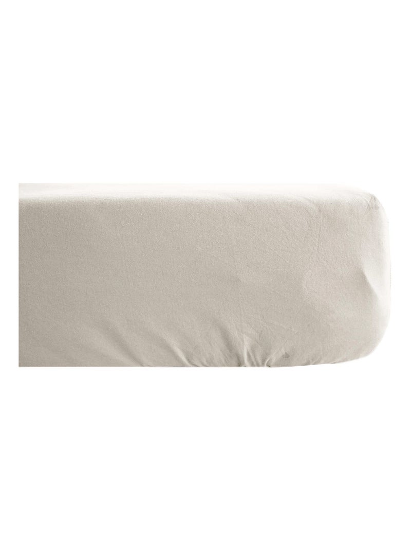 Drap housse coton lavé PALACE Gris chiné - Kiabi