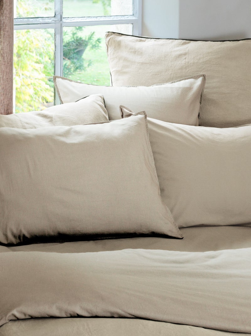 Drap housse coton lavé PALACE Gris chiné - Kiabi