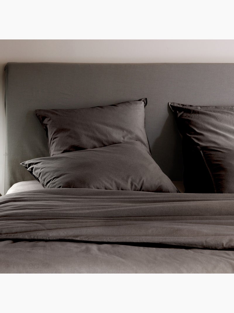 Drap housse coton lavé PALACE Marron cappuccino - Kiabi
