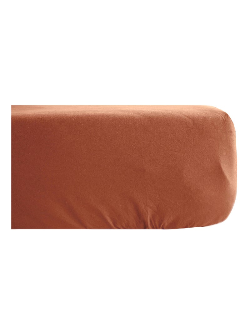 Drap housse coton lavé PALACE Rouge foncé - Kiabi
