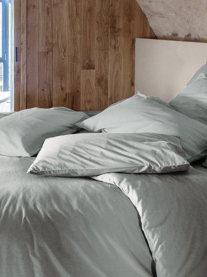 Drap housse coton lavé PALACE Vert anis - Kiabi