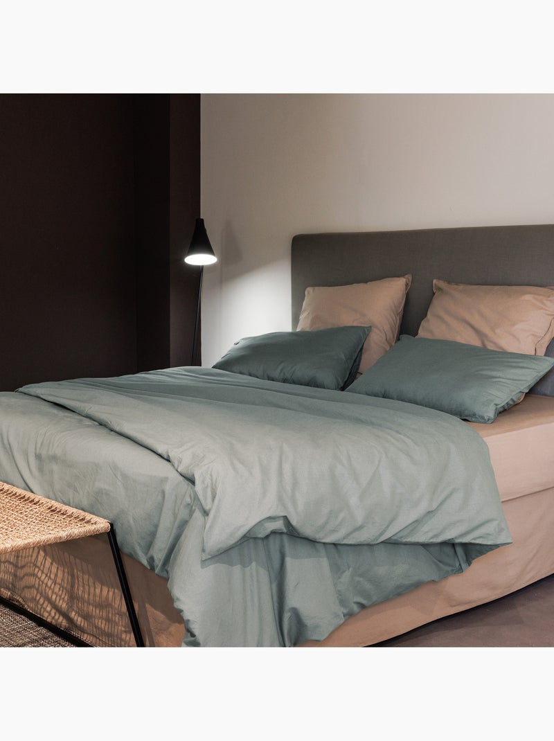 Drap housse coton lavé PALACE Vert anis - Kiabi