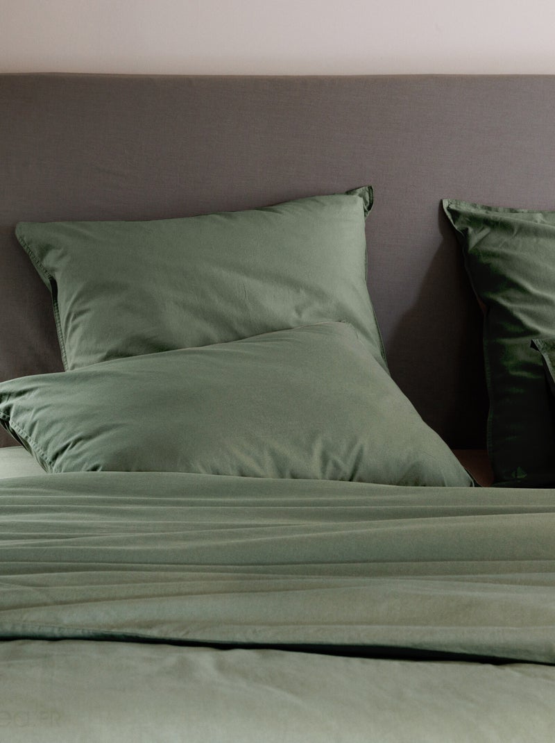 Drap housse coton lavé PALACE Vert bouteille - Kiabi
