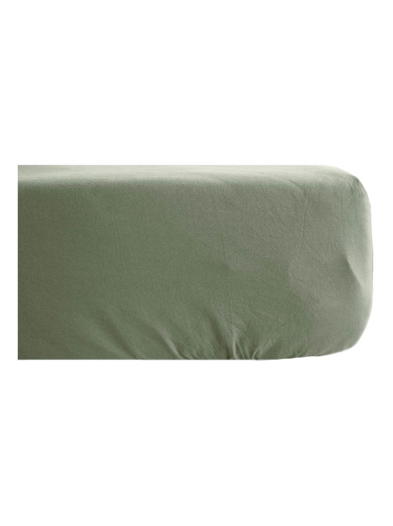 Drap housse coton lavé PALACE Vert clair - Kiabi