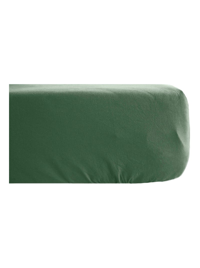 Drap housse coton lavé PALACE Vert jade - Kiabi