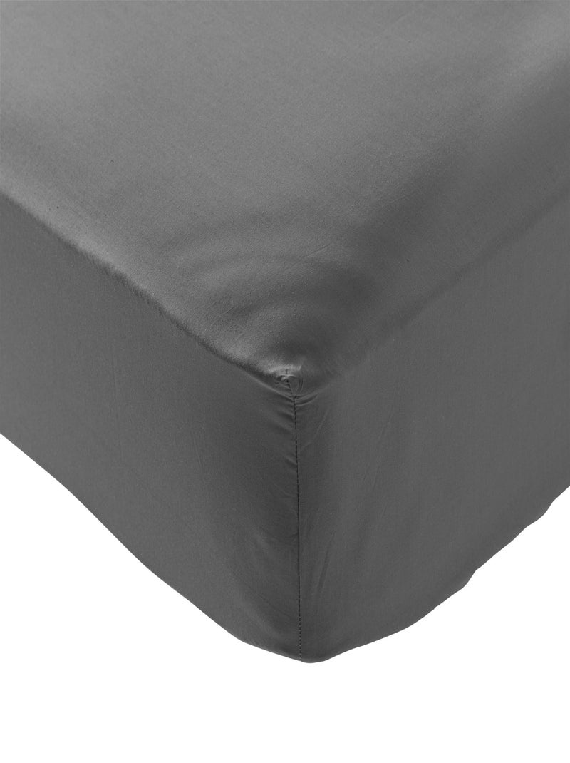 Drap housse coton percale gris anthracite - Kiabi