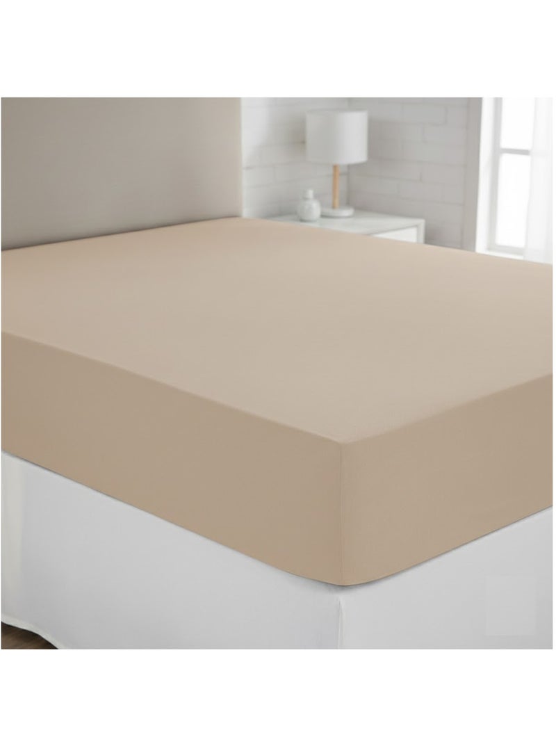 Drap housse coton uni 140 x 190 cm Couleur moderne ocre Beige clair - Kiabi