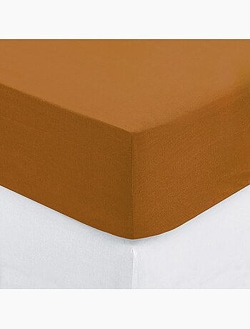 Drap housse coton uni 140 x 190 cm Couleur moderne ocre