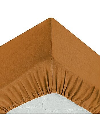 Drap housse coton uni 140 x 190 cm Couleur moderne ocre