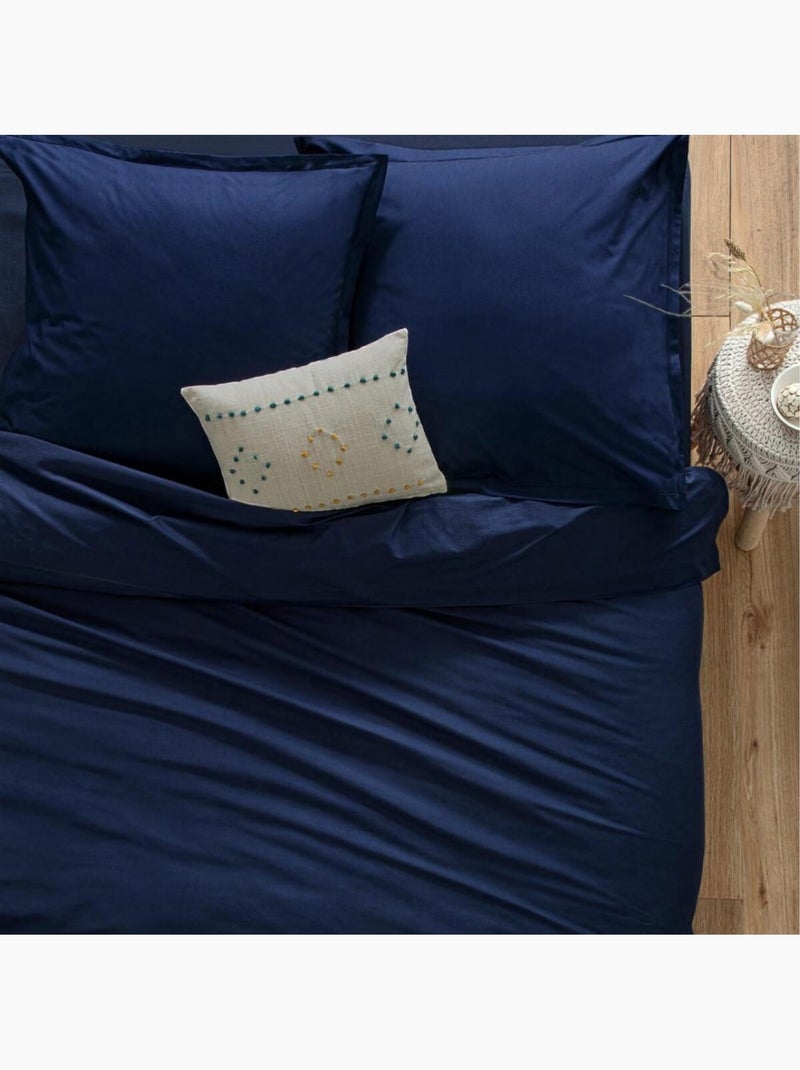 Drap housse coton uni 140 x 190 cm Couleur moderne orage Bleu marine - Kiabi