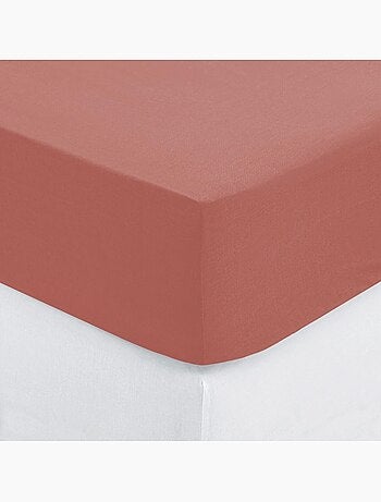 Drap housse coton uni 90 x 190 cm Couleur moderne terracotta