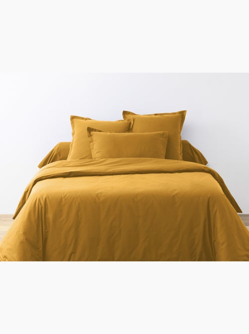 Drap housse coton uni 140 x 190 cm Passion safran - Kiabi