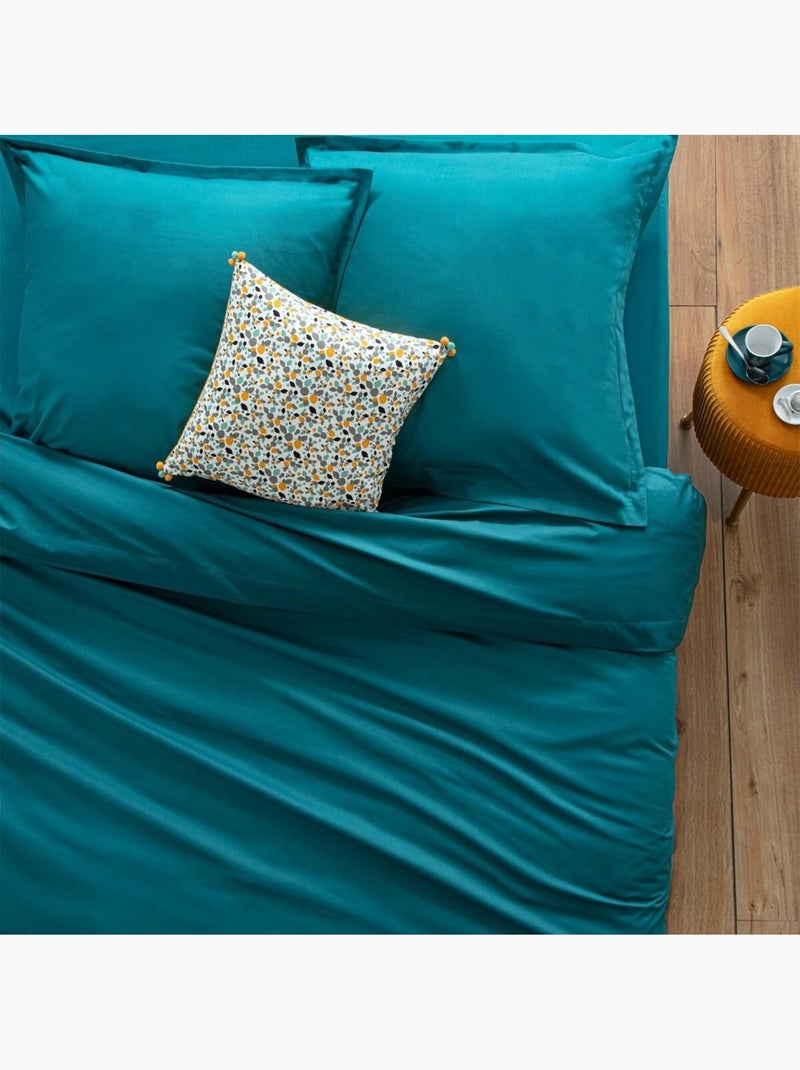 Drap housse coton uni 160 x 200 cm Couleur moderne canard Bleu canard - Kiabi