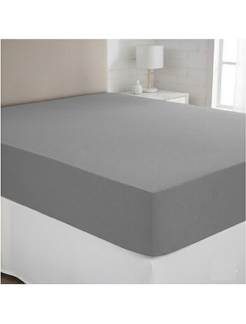 Drap housse coton uni 160 x 200 cm couleur moderne cumin