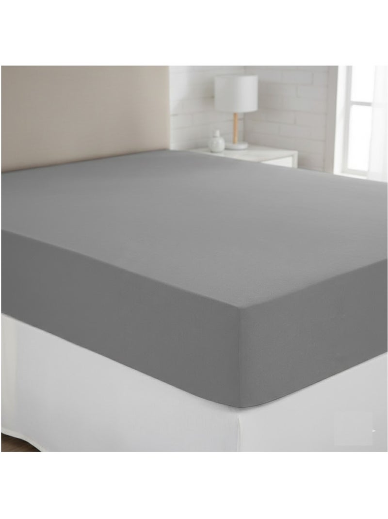 Drap housse coton uni 160 x 200 cm couleur moderne cumin Gris - Kiabi