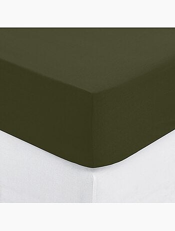 Drap housse coton uni 160 x 200 cm couleur moderne cumin