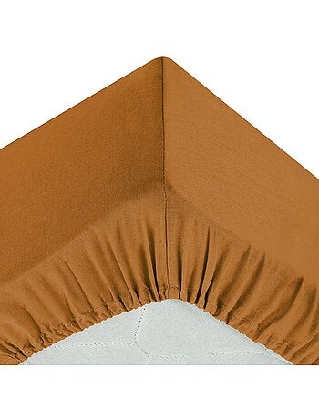 Drap housse coton uni 90 x 190 cm Couleur moderne terracotta