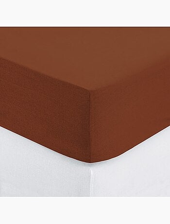 Drap housse coton uni 160 x 200 cm couleur moderne cumin