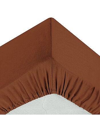 Drap housse coton uni 160 x 200 cm couleur moderne cumin