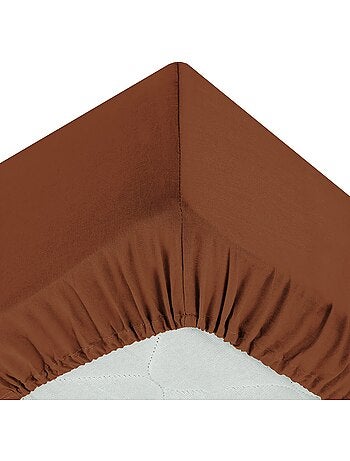 Drap housse coton uni 90 x 190 cm Couleur moderne terracotta